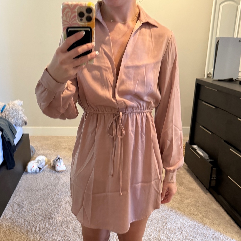 Elegant Dusty Pink Silky Dress